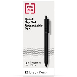 Staples TRU RED Retractable Quick Dry Gel Pens, Medium Point, 0.7mm, Black, Dozen (TR54498)