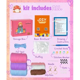 yhwsymgmho Crochet Kit for Beginners: Crochet Starter Kits with Step-by-Step Video Tutorials,Learn to Crochet Kits for Adults and Kids-DIY amigurumi Kit Keychain Animals Supplies(30%+ Easy Yarn)