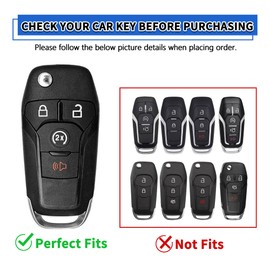 TOMALL 2 Pack for Ford Key Fob Cover Keychain, 4 Buttons Silicone Key Fob Case for 2015-2022 Ford F150 Bronco Ranger Raptor Remote Start Flip Key Case