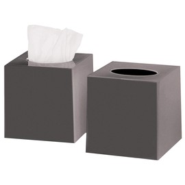 DWËLLZA HOMË Tissue Box Cover Square - Facial Cube Tissue Box Holder Case Dispenser for Bathroom Vanity Countertop, Bedroom Dresser, Office Desk or Night Stand Table, 2 Pack - Grey