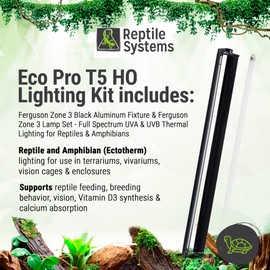 Reptile Systems Eco T5 Unit Zone 3 Reptile Lighting Kit – 36in-39w - Slimline Fixture with HOT5 Lamp, Reflector & Flicker-Free Ballast – Ideal for Terrariums, Chameleons & Geckos