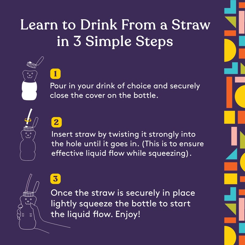Special Supplies Honey Bear Straw Cup Long Straws, Squeezable Therapy