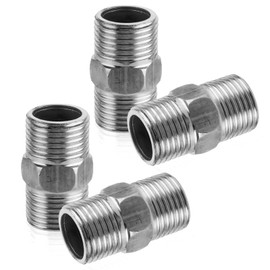 4PCS Shower Hose Extension Connectors, G1/2 to G1/2 Shower Connector Adapter, Stainless Steel Hose Adapter for Extra Long Nipple Used to Connect Two