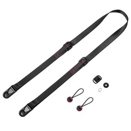 [Cobby] Camera Strap 20mm Width Anchor Links Adjustable for SLR Mirrorless Cameras Digital Cameras and More with Quick Release Plate (Black)