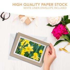 Greeting Cards Biege (Insert) - Daffodil Flower Field Easter Blank Greetings Card Birthday Kids Party Boys Girls #14350