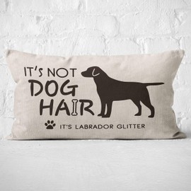 Mancheng-zi Funny Quotes It's Not Dog Hair It's Labrador Glitter Rectangle Pillow Case, Dog Lover Gifts, Linen Cushion Cover for Sofa Couch Bed, 20X12 Inch Funny Labrador