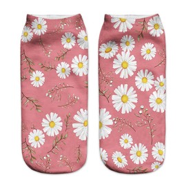 Benefeet Sox Womens Fun Novelty Low Cut Socks Girls Funny Crazy Daisy Flower Patterned Cotton Ankle Socks Cool Cute 3D Printed Floral Sock Floral Gifts 6 Pack