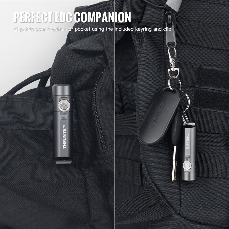 ThruNite Ti Mini Keychain Flashlight, USB-C Rechargeable EDC Pocket Light,