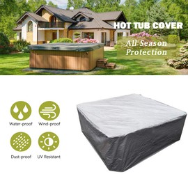 FLR 79”L x 79”D x 33”H Hot Tub Cover Outdoor SPA Covers Swimming Pool Waterproof Dust Proof Cover (Silver, 86x86x35 inch)