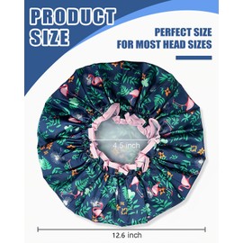 Shower Cap, Shower Cap Reusable Waterproof, Pink Bird Hair Cap for Women, Bathing Shower Hat Hair Protector for for Kids Girls, 1 Pack