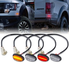 POPMOTORZ Led Fender Side Marker Lights Assembly, 2 Pcs Amber Front Fender Flare Lights & 2 Pcs Red Rear Full Dually Trunk Bed Fender Lamps Kit for Ford F150 Raptor 2016-2020 Trucks/Pickup