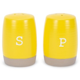 Nat & Jules Raw Bottom Yellow 3 x 2 Ceramic Salt and Pepper Shaker 2 Piece Set