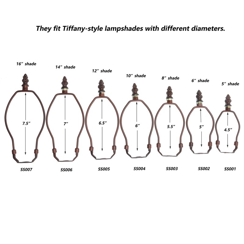 Bieye SS005 Lampshade Lamp Shade Support with Finial for Tiffany