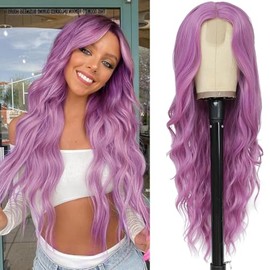 Pelucas para Mujer Cabello Natural 26 pulgadas, Fibra de Alta Calidad, Resistente a Altas Temperaturas y Se Puede Permanente y Teñir (Púrpura)