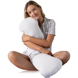 SleepCloud Weighted Body Pillow 6.5lbs - Weighted Pillow for Deeper Sleep (41” x 10”) - Cooling Body Pillows for Adults, Full Body Pillow for Adults, Side Sleeper Body Pillows with Cover (White)