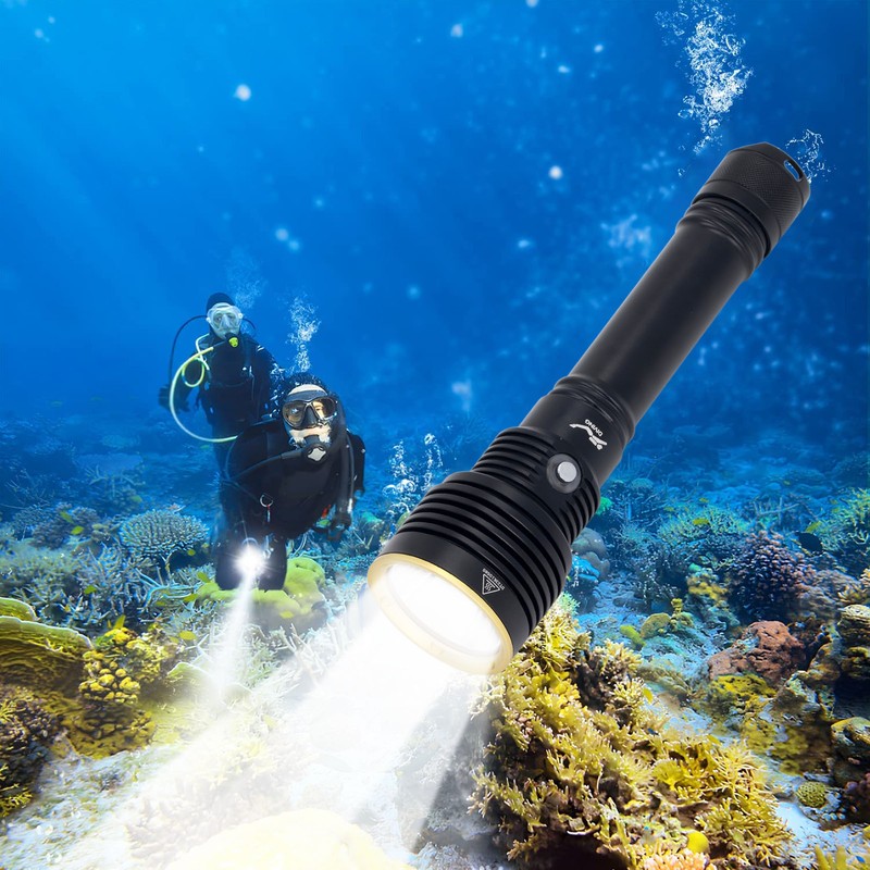 5000LM Diving Light IPX8 Waterproof Diving Flashlight 100 Meters Underwater