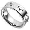 (8mm) Unisex or Men's Hunting/Deer Crossing Wedding Ring Band. Silver