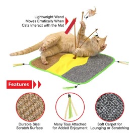 Gato Juguete Con Varita Y Alfombra Para Rascar E15