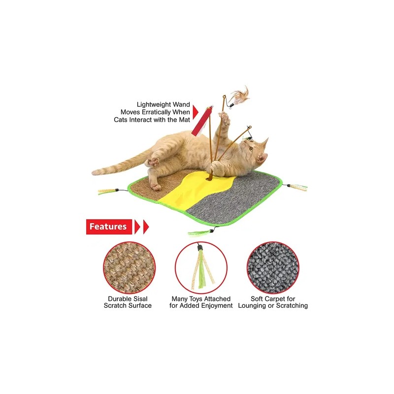 Gato Juguete Con Varita Y Alfombra Para Rascar E15