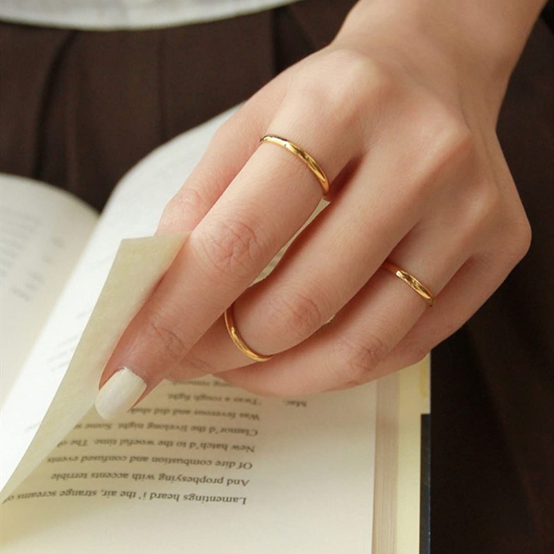 SHINYSO 2mm Thin Tungsten Carbide Wedding Rings for Women Gold