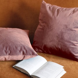 Pagnanno. Set of 2 Soft Velvet Cushion Covers 45x45cm(18x18 Inches) Plain Throw Pillowcases Square Cushion Covers for Chairs,living room,bedroom with Invisible Zipper ((Pack of 2), Jam)