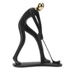 Golfer Sculpture Gold Head Hand Crafted Abstract Resin Golfer Ornament