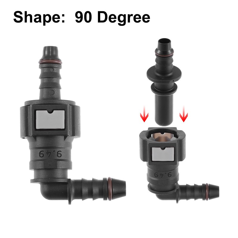 X AUTOHAUX 9.49mm to 8mm 90 Degree Car Fuel Hose