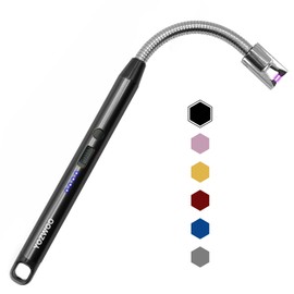 YOZWOO Encendedor eléctrico, encendedor de velas, recargable, con lazo para colgar, de plasma, sin llama, resistente al viento, para velas, barbacoas, fuegos artificiales (negro)