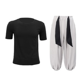 C-ZOFEK - Disfraz de anime para hombre de talla estadounidense, pantalones holgados elásticos negros, Blanco y Gris, X-Small