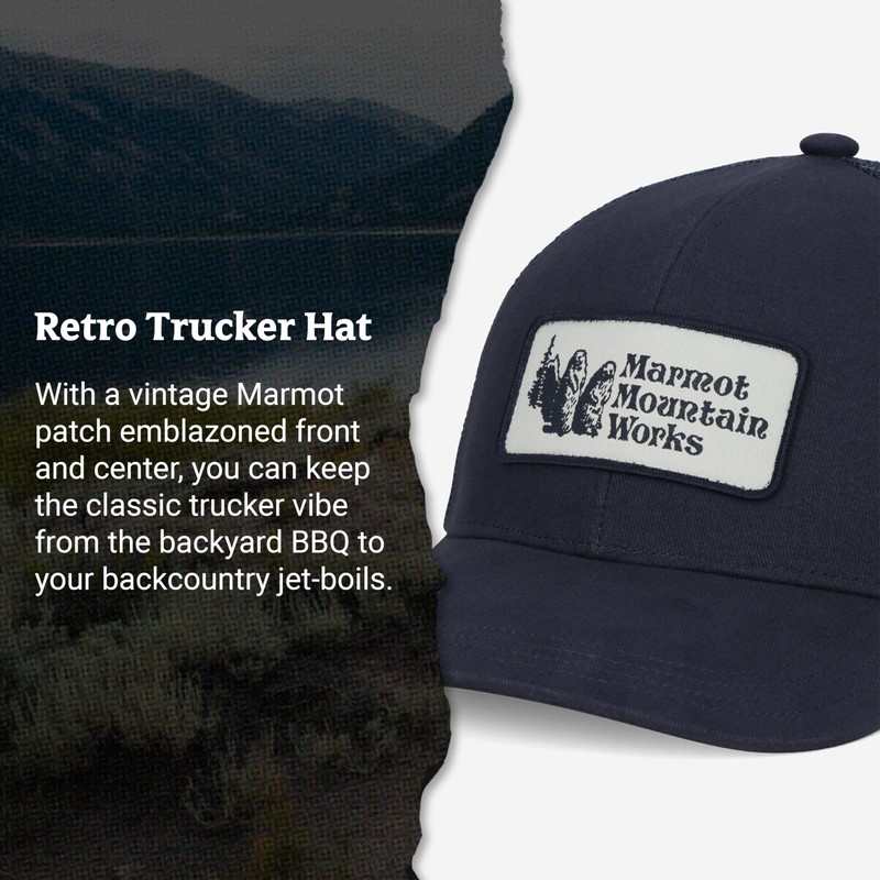 MARMOT Retro Trucker Hat, Thunderhead, One Size