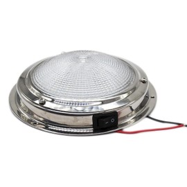 MARINE CITY 304 Stainless Steel LED Dome Light - Long-lasting Battery Life | 4 Inches, 12V, 3W | Ideal for Interior Roof/Ceiling Illumination in RVs, Boats, Yachts (1 Pcs)