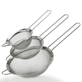 Armo® Stainless Steel Sieve Pack of 3 8cm, 12cm, 18cm Temperature Proof Kitchen Sieve Colander Set