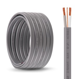 YDDECW 14/2 UF-B Wire - 25FT 100% Pure Copper 10AWG 2 Connector Direct Burial Electrical Cable for Underground Feeder Wet or Corrosive Locations Indoor & Outdoor etc