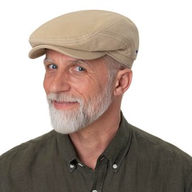 Stetson Sustainable Cotton Driver Flat Cap Men's Hat Made of 100% Cotton Made in the EU Spring / Summer, beige, XXL