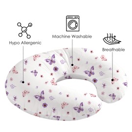 Little Grape Land Nursing Pillow Cover, 2 Pack Breast Feeding Pillow Cover Fit Standard Nursing Pillows, Soft Removable Covers Slipcovers for Breastfeeding Pillows for Baby Girl(Butterfly)