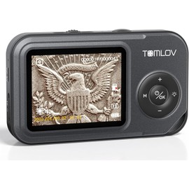 TOMLOV P50 Digital Microscope Handheld: Adjustable Focus Coin Microscope with 2.4" IPS Screen, Trichome Portable Magnifying Glass with Light, Jewelry
