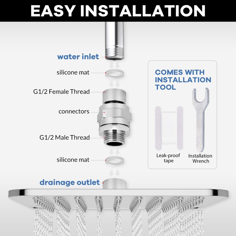 Shower Head Swivel Ball Adapter, Shower Connector Ball Joint, Solid