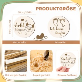 Kaisibum Milestone Cards Baby Wood, Pack of 16 Monthly Milestone Cards for Baby, Gift for Pregnant Women, Expectant Mothers & Parents