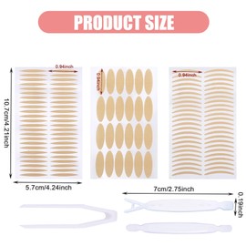 MUNSKT 600 Pieces Eyelid Tape Invisible Lift Strips for Hooded Eyes, Double Sided Breathable Natural Mesh Eyelid Sticker, Instantly Enlarge the Eyes, Convenient for Makeup with Tools Fork Rod Tweezer
