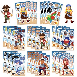 Pirate Make a Face Stickers – 24 Sheets Mix & Match Pirate Expression & Accessories, DIY Face Stickers for Journaling, Scrapbooking, Creative Collage