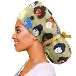 ABAMERICA - Gorras quirúrgicas para mujer, gorro de enfermera, soporte funcional para cola de caballo para cabello largo individual o con forro satinado, A- 75 Satin Lined Girl, 1