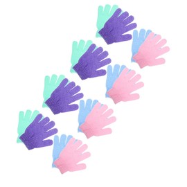 Outanaya 8 Pairs Exfoliating Gloves: Nylon Body Scrubber Dead Skin Removal - Dual Texture Bath Gloves For Deep Cleaning Spa Massage