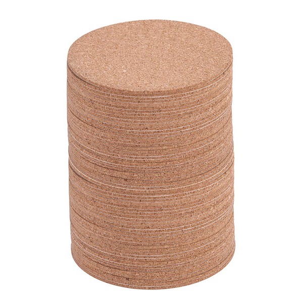 60 Pack Self-Adhesive Cork Round 3.74" Mini Backing Cork Tiles