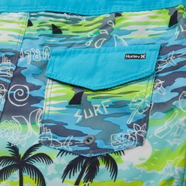 Hurley Doodle Paradise - Pantalones cortos para niño (niños grandes), azul (Blue Lazer), 18