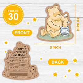 30PCS Winnie Baby Shower Games-Pooh Baby Shower Party Games-Bear Baby Shower Decorations-Gifts for Mommy to Be-Baby Shower Advice Cards