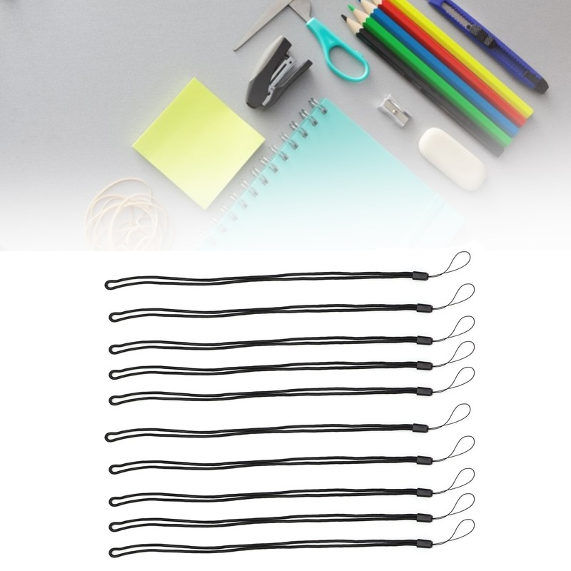 10pcs Neck Lanyard Black Polyester Badge Holder for Students Staff