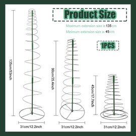 Kletterhilfe Pflanzen, Rankgitter Kletterpflanzen, Pflanzenstütze Spirale mit 3 Stützstangen, Rankhilfe Metall, 45cm-135cm Rosen Rankhilfe Hoch, für Rosen Blumen und Efeutute Topfpflanzen