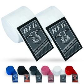 RFG Gears Kids Boxing Hand Wraps - Gel Padded Inner Gloves with Wrist Support - Easy Wraps for Junior Fighters and Youth Combat Sports Gear (White, 2.5 meters)