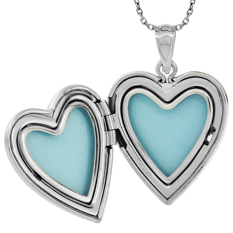 3/4 inch Sterling Silver Claddagh Locket Heart Shape Necklace Celtic