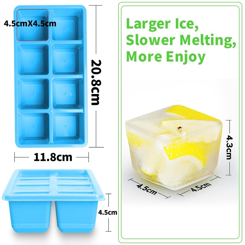 Large Ice Cube Molds 2 Pack, FURNSII Silicone Ice Cube